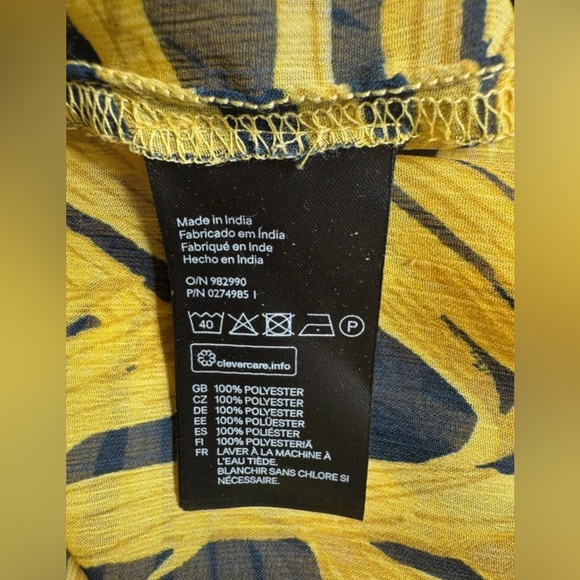 H&M Yellow Palm Print Sheer Blouse Size 6 - Picture 6 of 6